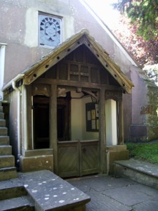 front porch of Shermanbury church